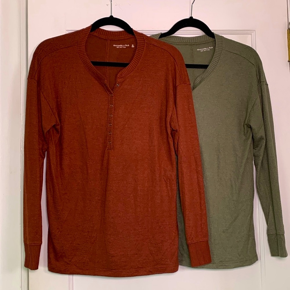 2 Abercrombie Fitch Comfy Top Shirt Soft Cozy Loungewear Jersey Knit Loose Fit